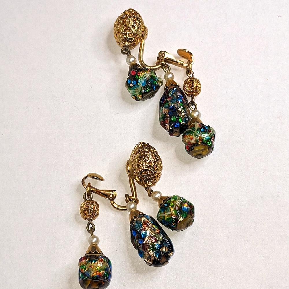 Vintage Napier Signed Beaded Bracelet – Foil‎ Glass & Filigree Beads RARE